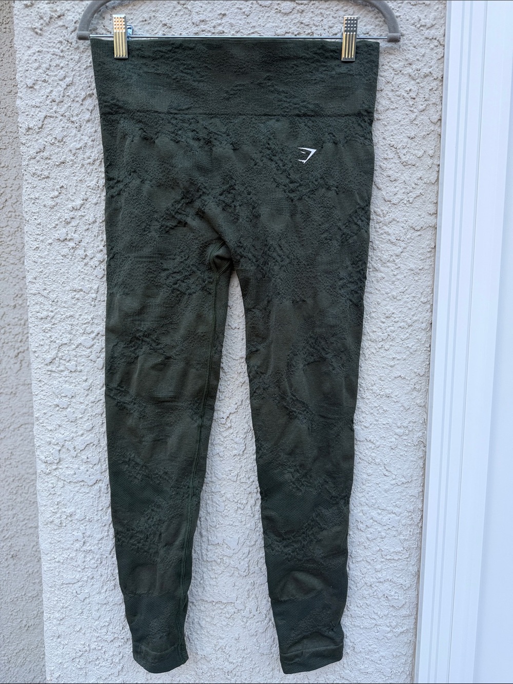 Gymshark Women's Green Embossed Seamless Workout Leggings Size L